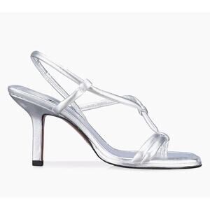 Frame Le Addison silver Metallic Leather Strappy Summer Sandals 37